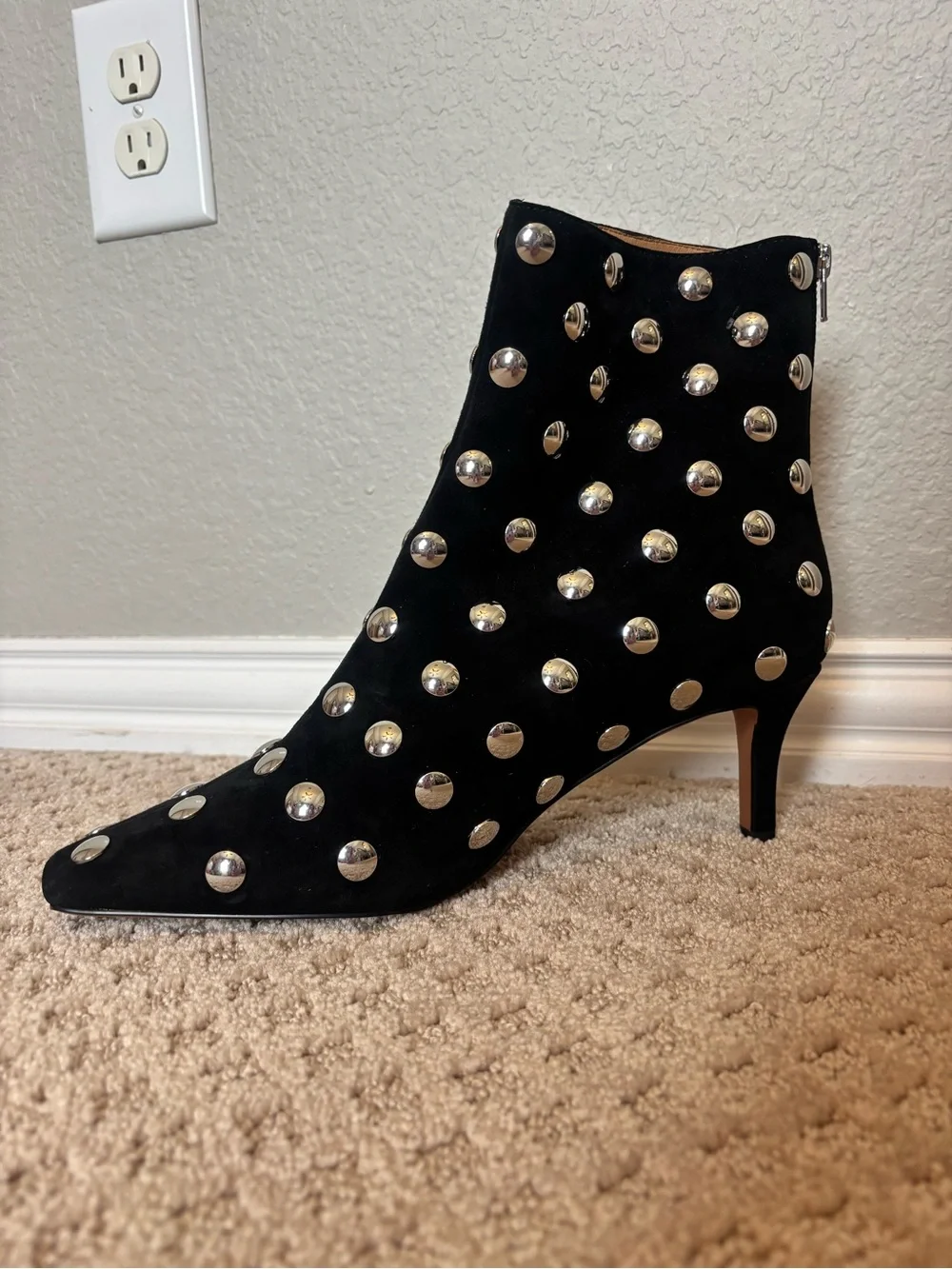 Madewell Snip-Toed Ankle Boots in Studded Suede
